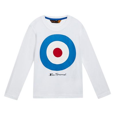 Ben Sherman Boys' white target logo print long sleeved top